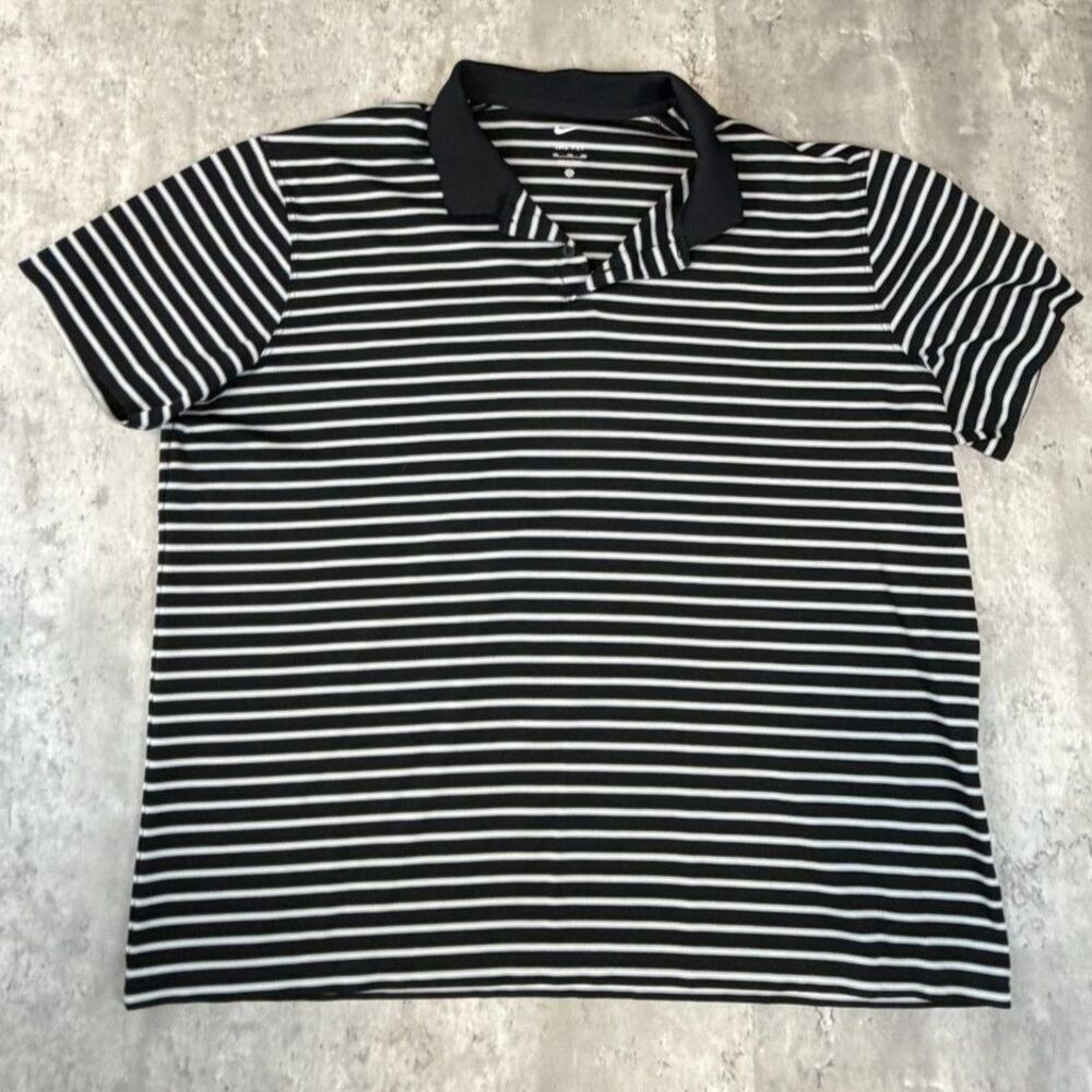 Nike Dri-FIT Golf Polo Shirt Men's XXL Black White Striped